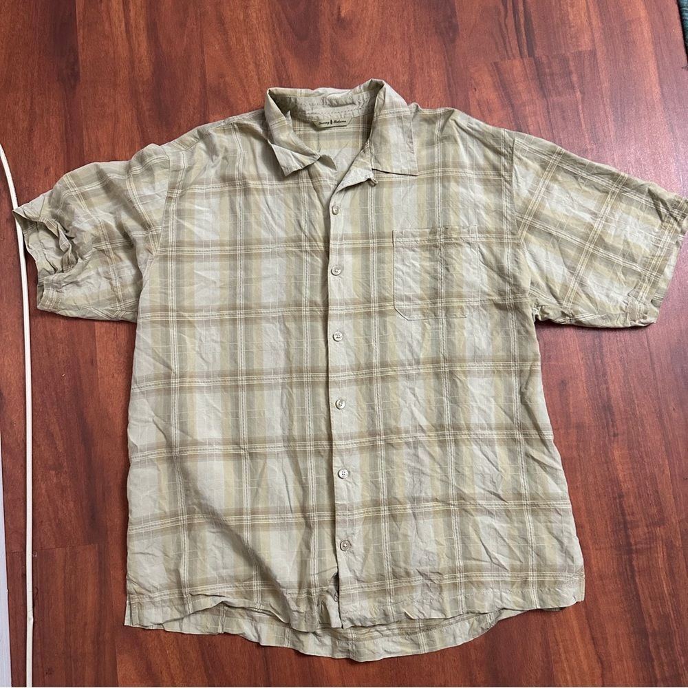 Tommy Bahama Men's Beige Plaid Shirt